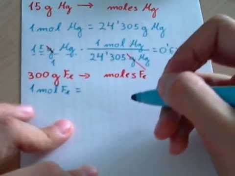 Como pasar de gramos a moles