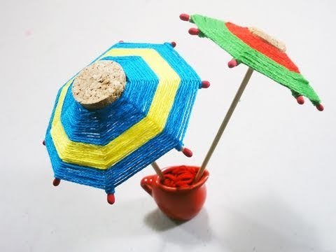 Como hacer una sombrilla o paraguas de corchos e hilos