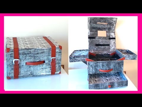 Como hacer un maletín organizador de maquillaje con cajas de cartón