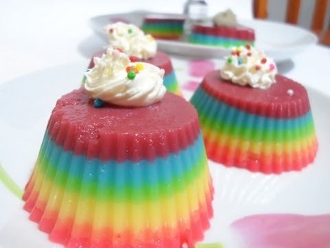 Como hacer gelatinas de arcoiris