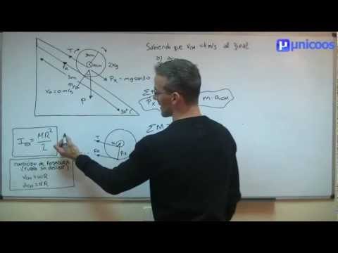 Rotación en un plano inclinado - Momento de inercia