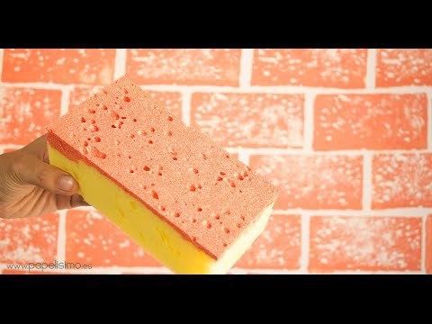 Pintar pared imitación ladrillo - Esponja