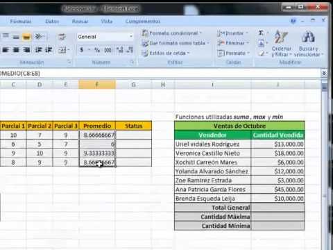 Excel - Funciones o fórmulas