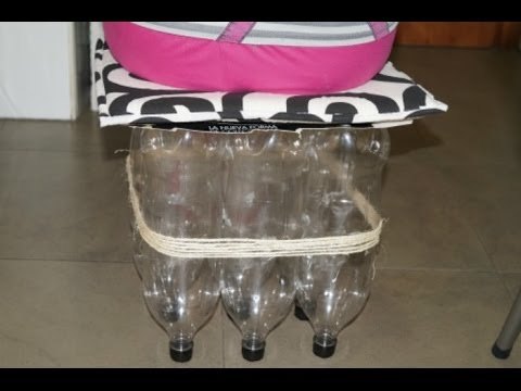 Como hacer un taburete con botellas de plástico