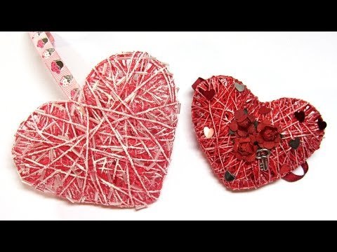 Corazones 3D de hilo o cordón