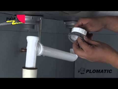 Instalar desagüe plástico doble con salida lateral