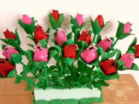 Hacer rosas con cartón de huevo