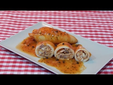 Calamares rellenos en salsa