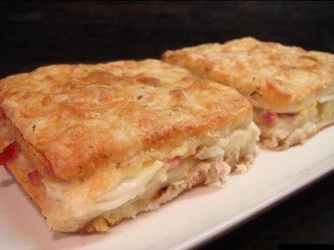 Sandwinch al horno con queso, jamón y crema 