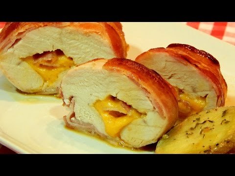 Pechugas de pollo rellenas de tocineta y queso
