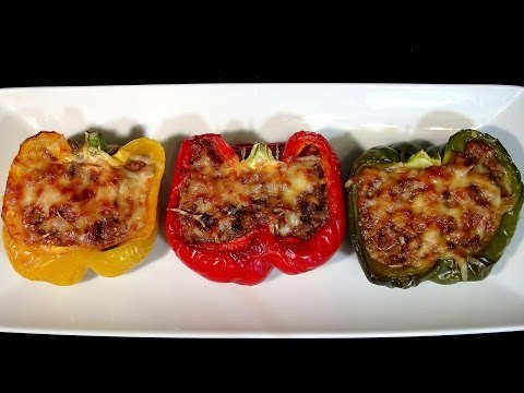 Pimientos tricolor rellenos de carne