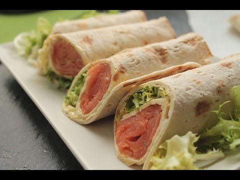 Rollitos de salmón ahumado