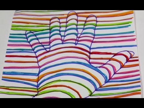 Dibujar una mano en 3D. Ilusión óptica