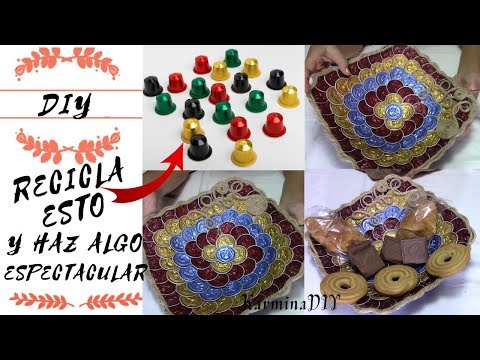 Bandeja con cápsulas de café recicladas
