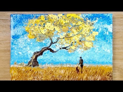 Cómo pintar un cuadro con la figura de un hombre y un perro