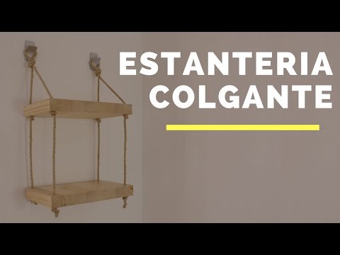 Estantería colgante con madera y cuerda