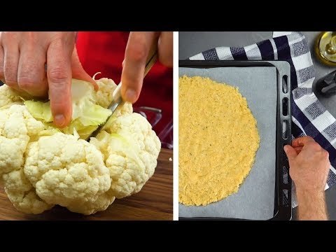 Pizza hecha con base de coliflor