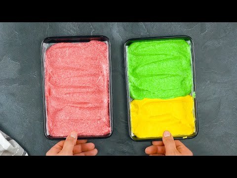 Postre increíble con masas de colores