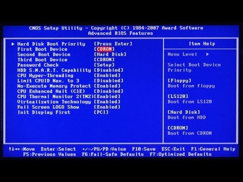 Configuración de la BIOS de un PC. Parte 1/7