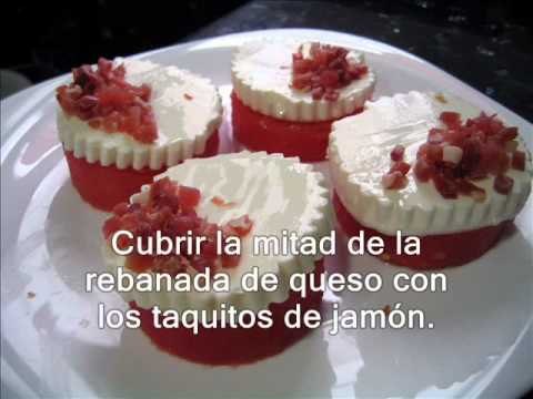 Montadito de sandía y queso