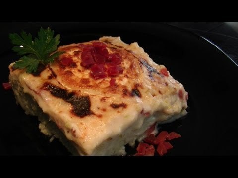 Coliflor gratinada con jamón
